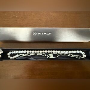 Vitaly “Origin” pearl & stainless steel chain necklace 50cm